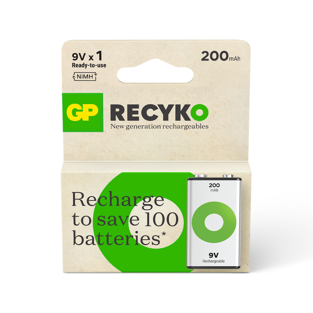GP綠再 9V充電電池 200mAh (1粒裝)