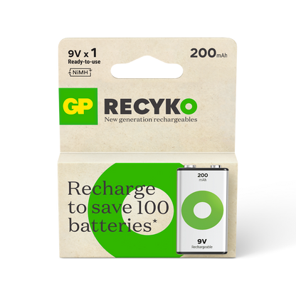 GP綠再 9V充電電池 200mAh (1粒裝)